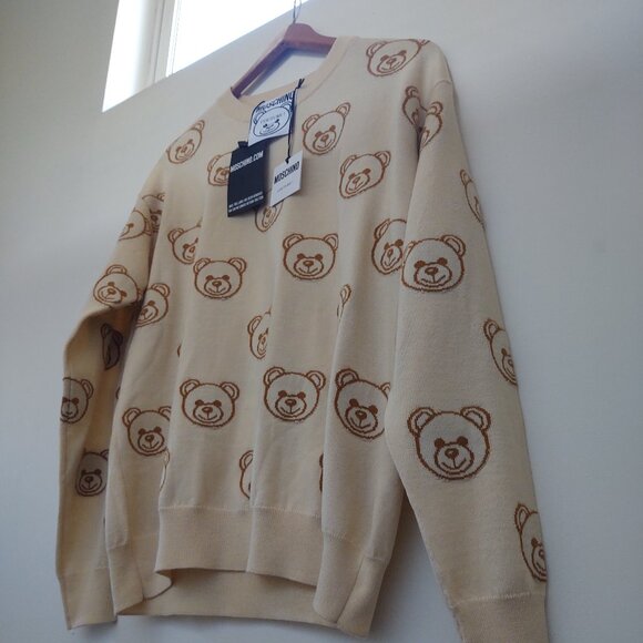 NWT MOSCHINO Italian🇮🇹Designer  Teddy🧸Bear LuXe Sweater~Size MED - Picture 1 of 9